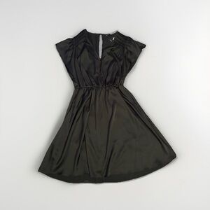 Express Black Satin V-Neck Flutter Sleeve Mini Dress No Belt NWT Sz XS